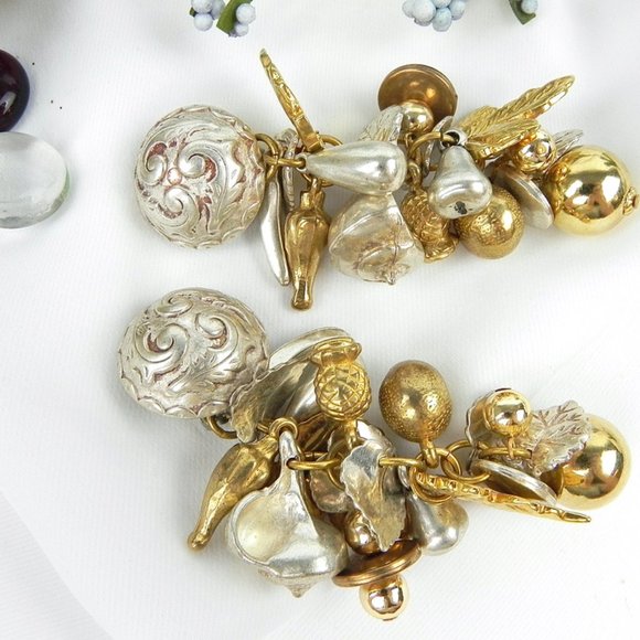 Dangling Gold & Silver Earrings | 80s Big Gold & Silver Earrings - Picture 6 of 8